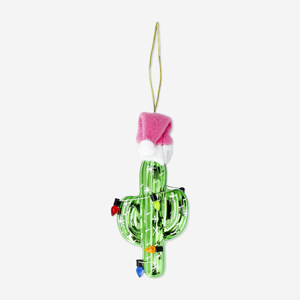 BAUBLE GLASS AS CACTUS W CHRISTMAS HAT