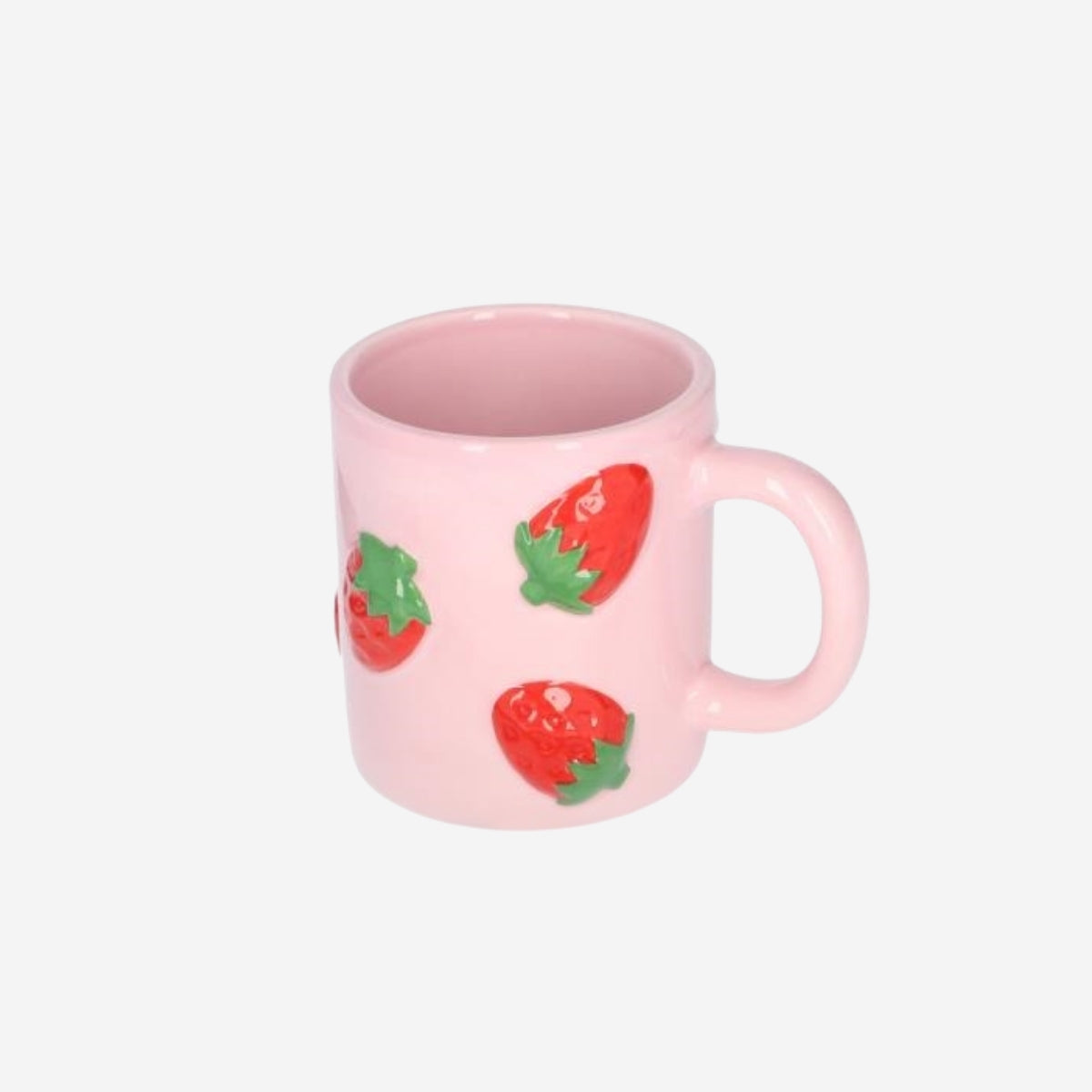 MUG W HANDLE EMBOSSED STRAWBERRIES PINK | Flying Tiger Türkiye