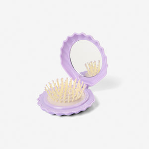 HAIRBRUSH FOLDABLE SHELL W MIRROR