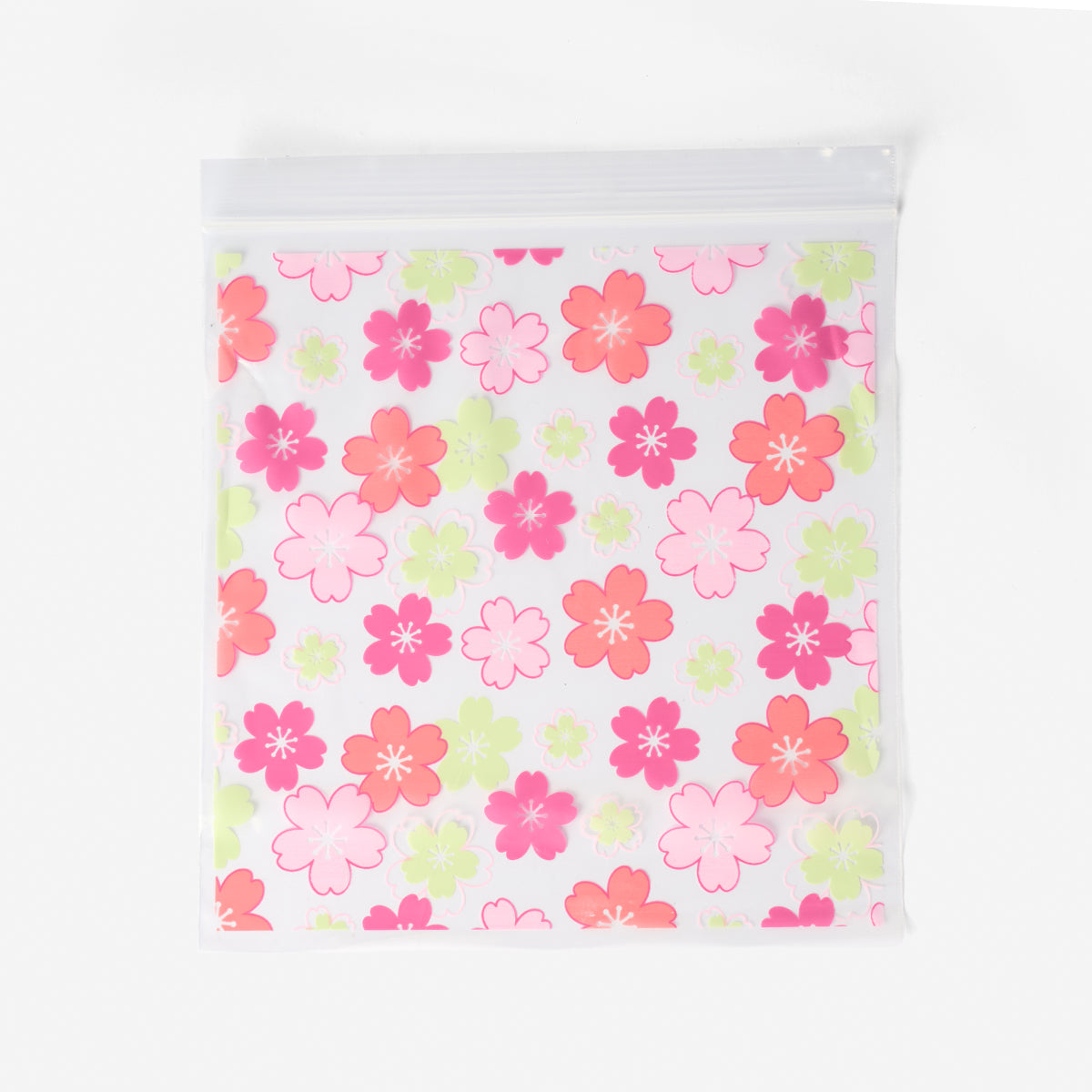 Çiçek Desenli 20'li Orta Kilitli Poşet