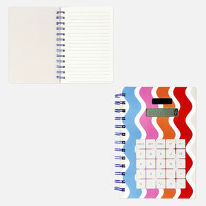 Hesap Makinesi Detaylı Çizgili Spiralli Defter
