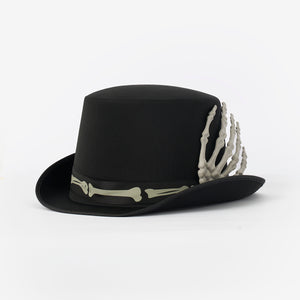 İskelet Detaylı Siyah Şapka