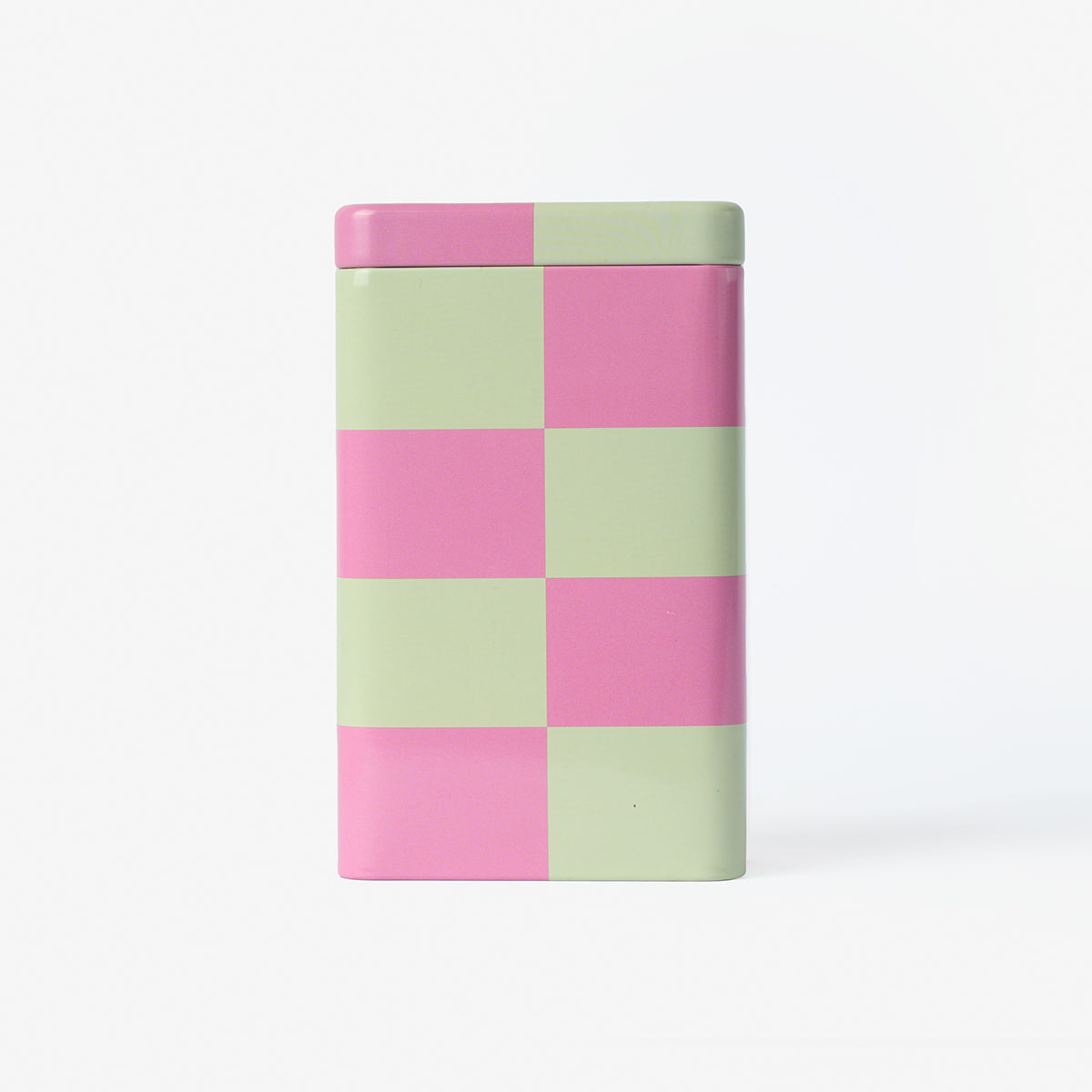 Pembe Yeşil Kareli Metal Kutu