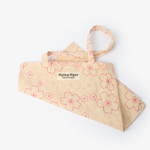 Pembe Çiçek Desenli Bez Çanta