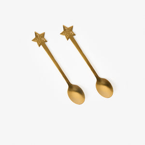 2'li Yıldız Detaylı Altın Kaşık