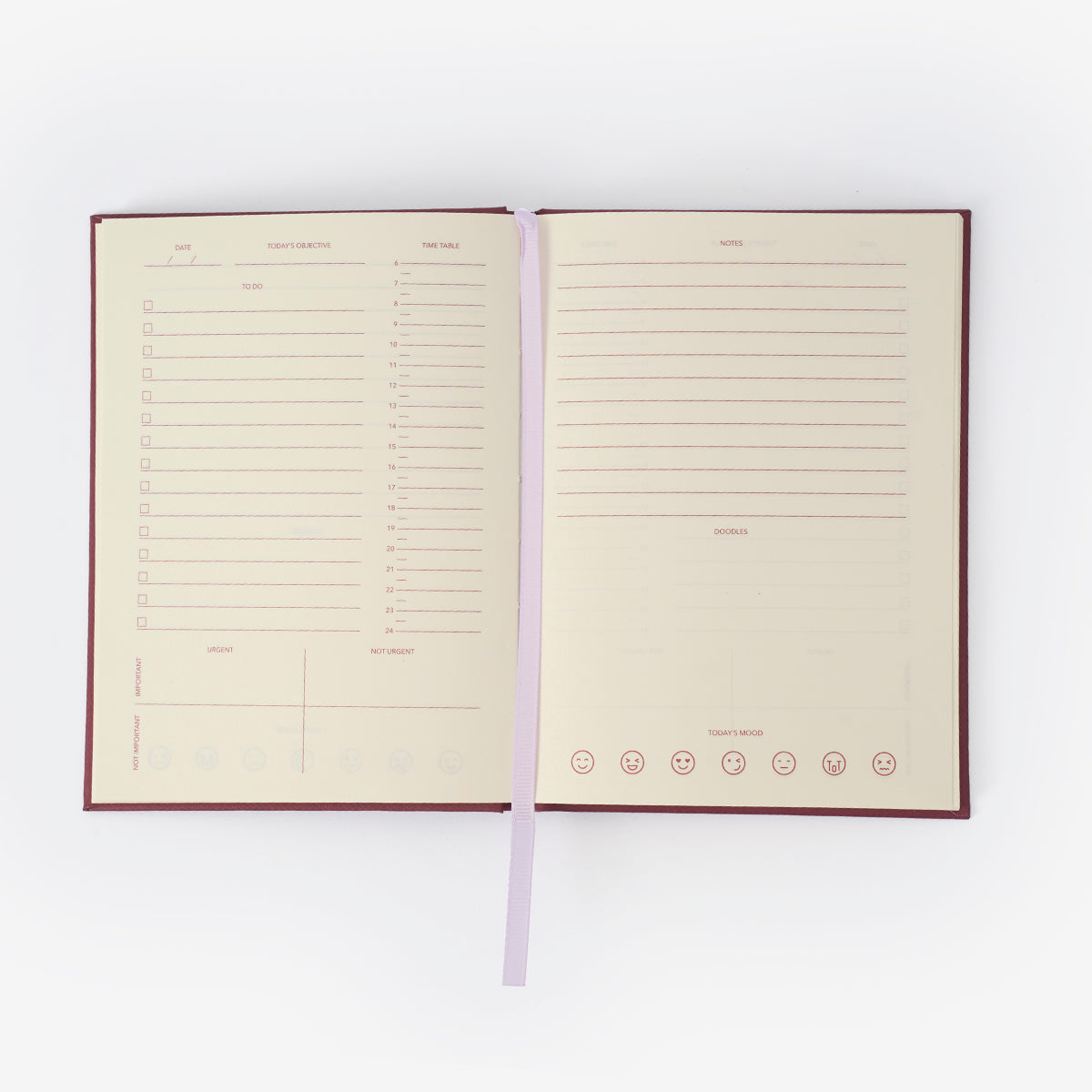 Bordo Tarihsiz Planlayıcı