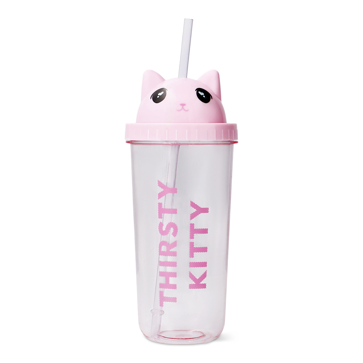 Pipetli Kedi Detaylı Pembe Bardak