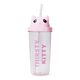 Pipetli Kedi Detaylı Pembe Bardak