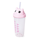 Pipetli Kedi Detaylı Pembe Bardak
