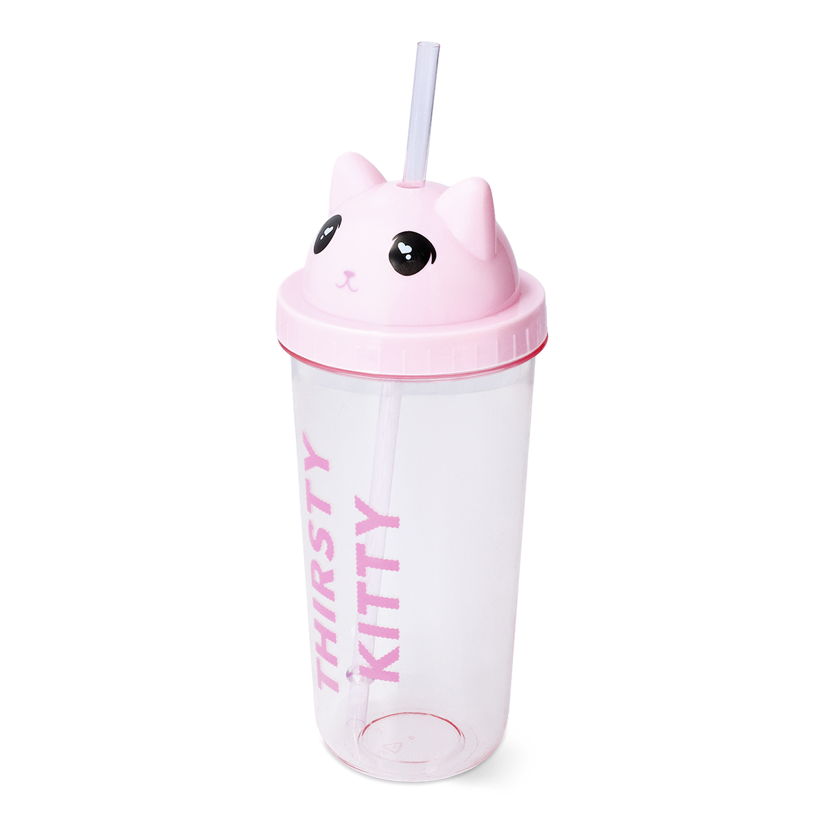 Pipetli Kedi Detaylı Pembe Bardak