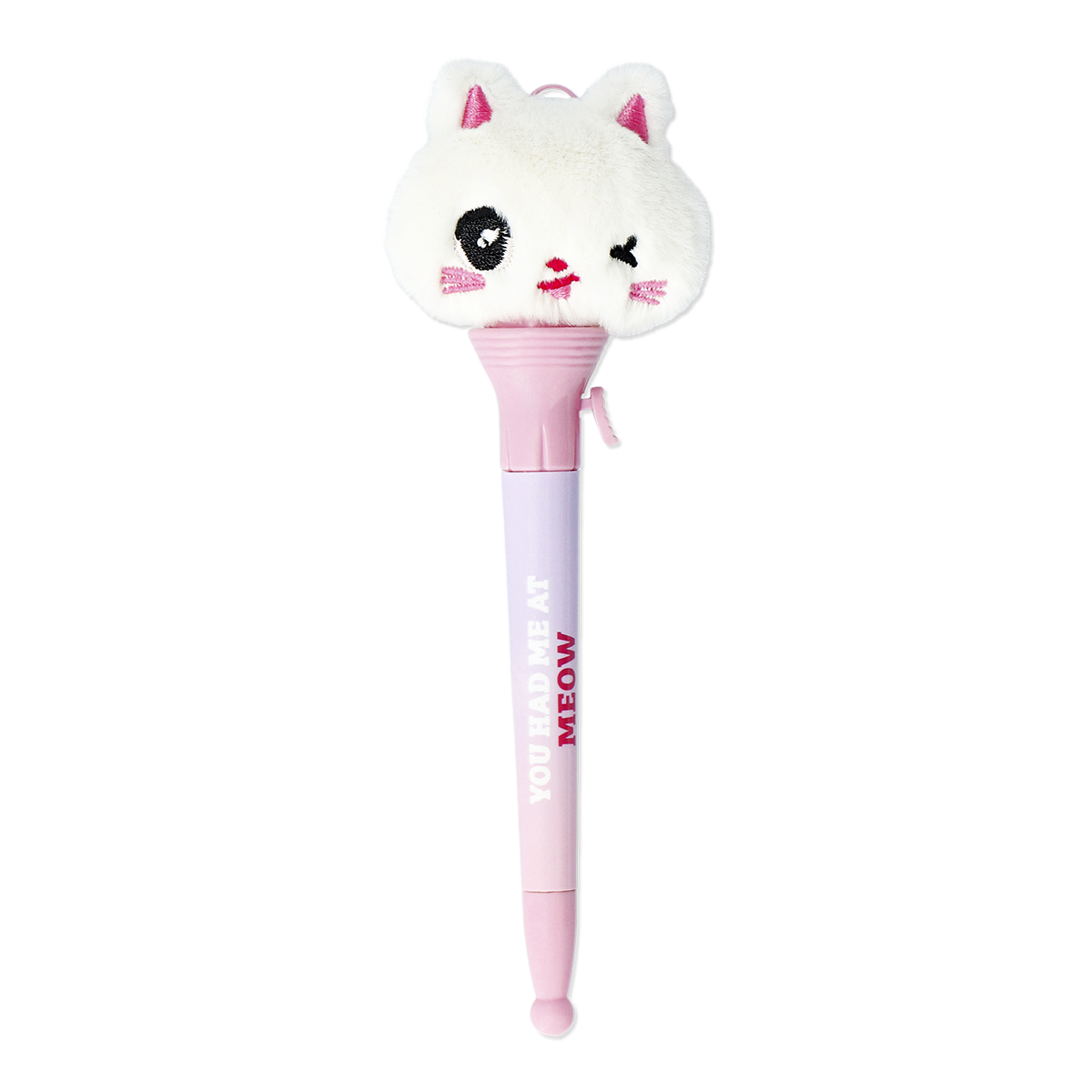 Peluş Kedi Detaylı Mor Tükenmez Kalem