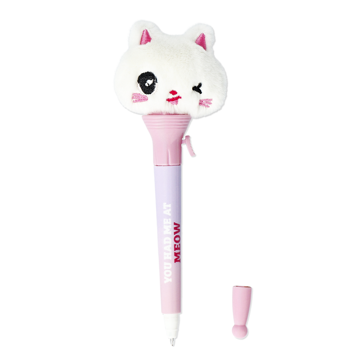 Peluş Kedi Detaylı Mor Tükenmez Kalem