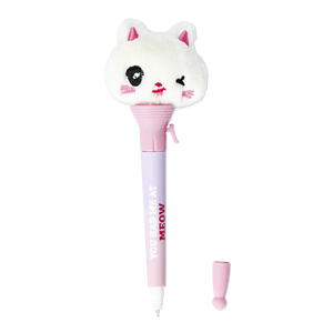 Peluş Kedi Detaylı Mor Tükenmez Kalem