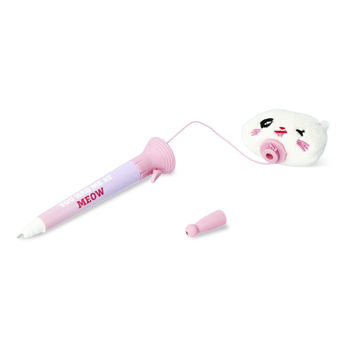 Peluş Kedi Detaylı Mor Tükenmez Kalem