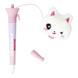 Peluş Kedi Detaylı Mor Tükenmez Kalem