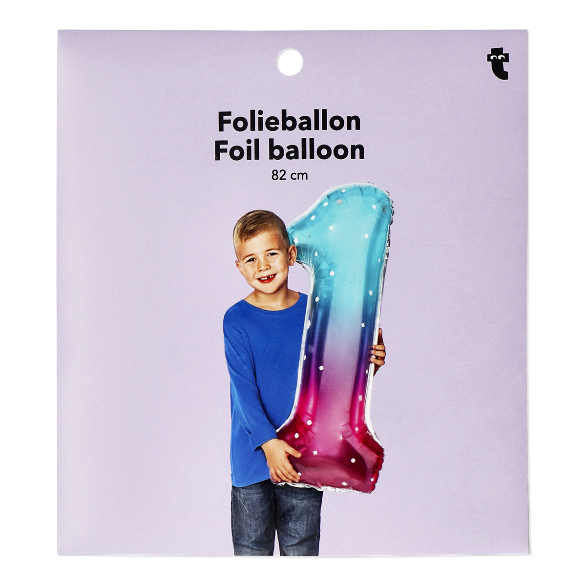 Pembe Mavi Parlak 1 Numaralı Folyo Balon
