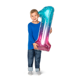 Pembe Mavi Parlak 1 Numaralı Folyo Balon
