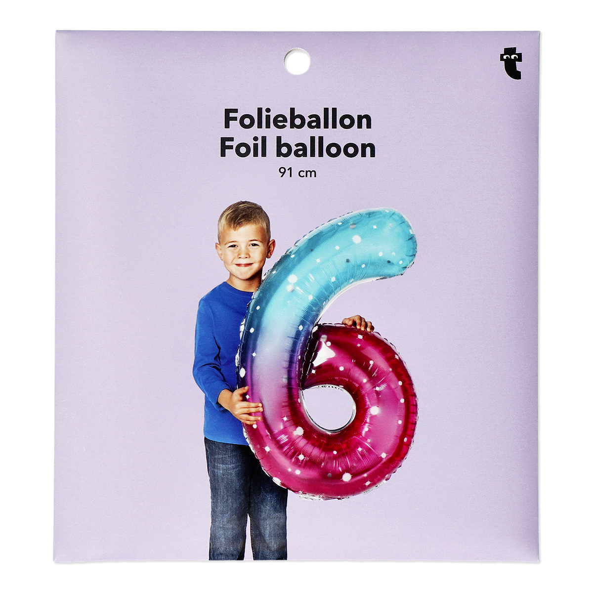 Pembe Mavi Parlak 6 Numaralı Folyo Balon