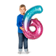 Pembe Mavi Parlak 6 Numaralı Folyo Balon