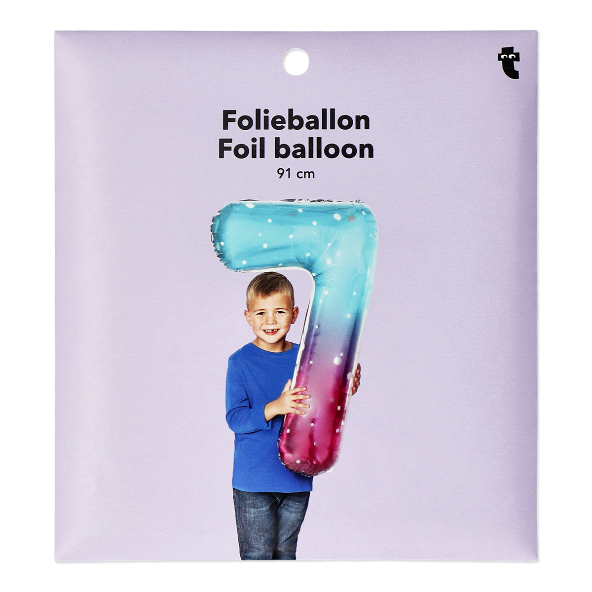 Pembe Mavi Parlak 7 Numaralı Folyo Balon