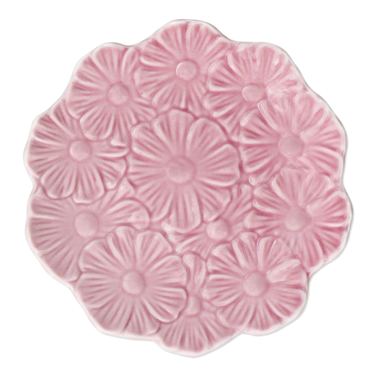 Küçük Pembe Çiçek Desenli Seramik Tabak