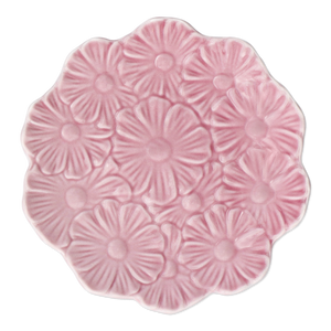 Küçük Pembe Çiçek Desenli Seramik Tabak
