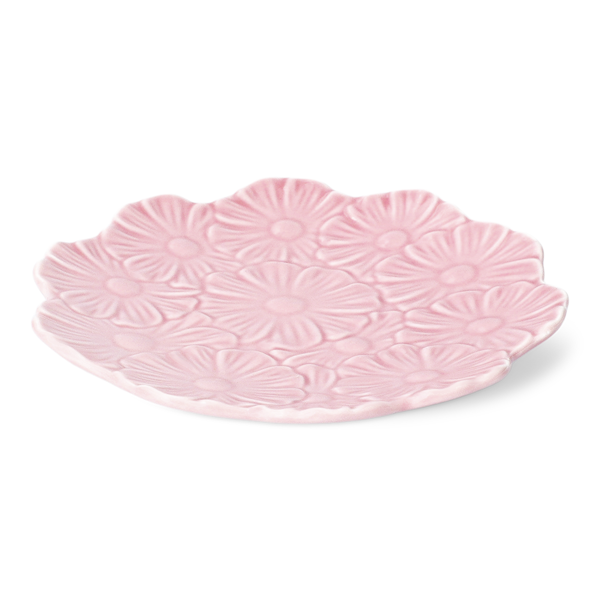 Küçük Pembe Çiçek Desenli Seramik Tabak