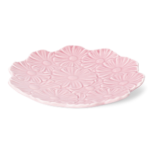 Küçük Pembe Çiçek Desenli Seramik Tabak