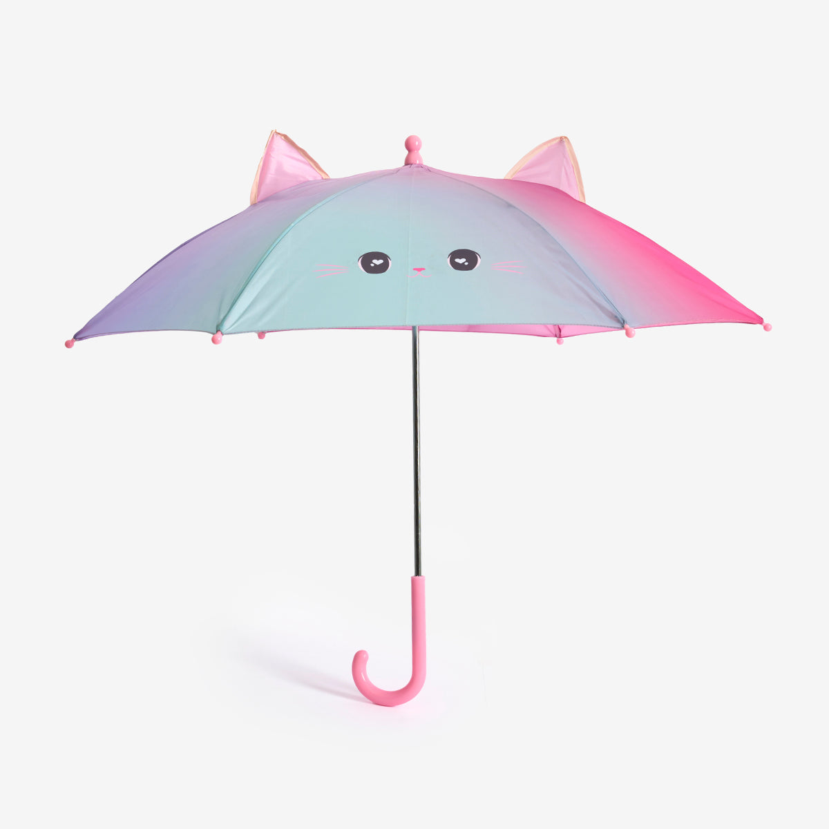 Kedi Desenli Pembe Çocuk Şemsiyesi