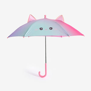 Kedi Desenli Pembe Çocuk Şemsiyesi