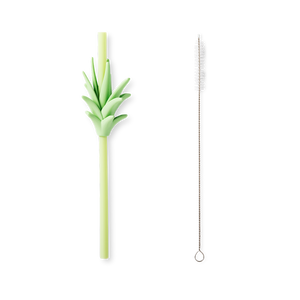4'lü Yeşil Yaprak Detaylı Plastik Pipet