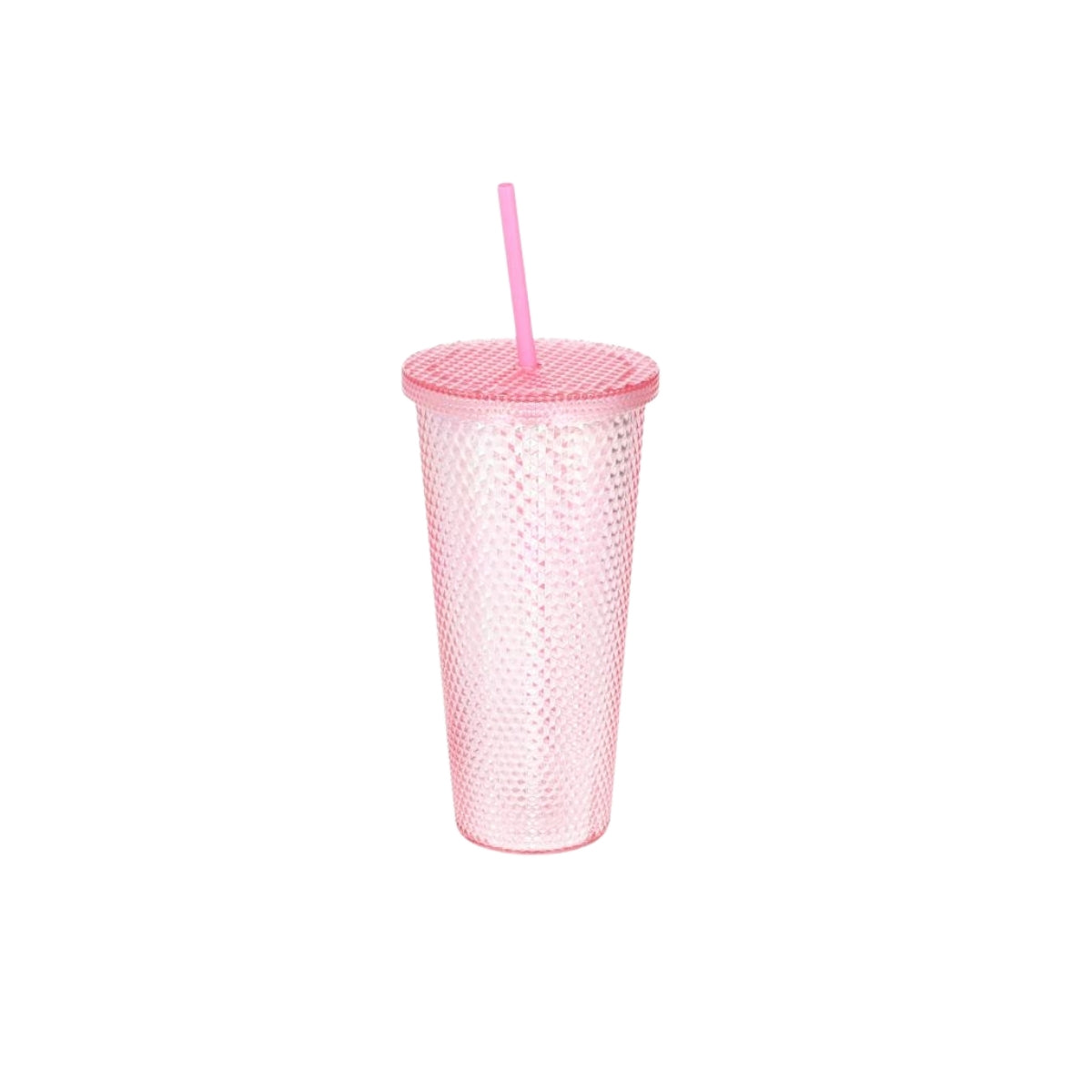 Pembe Elmas Desenli Pipetli Bardak