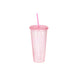 Pembe Elmas Desenli Pipetli Bardak