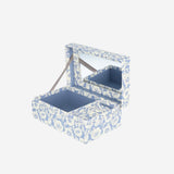 Mavi Çiçek Desenli Kağıt Takı Kutusu