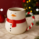 MUG W HANDLE SNOWMAN W STRIPE HANDEL