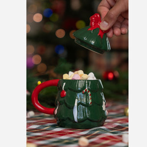 Yılbaşı Ağacı Şeklinde Kapaklı Kupa