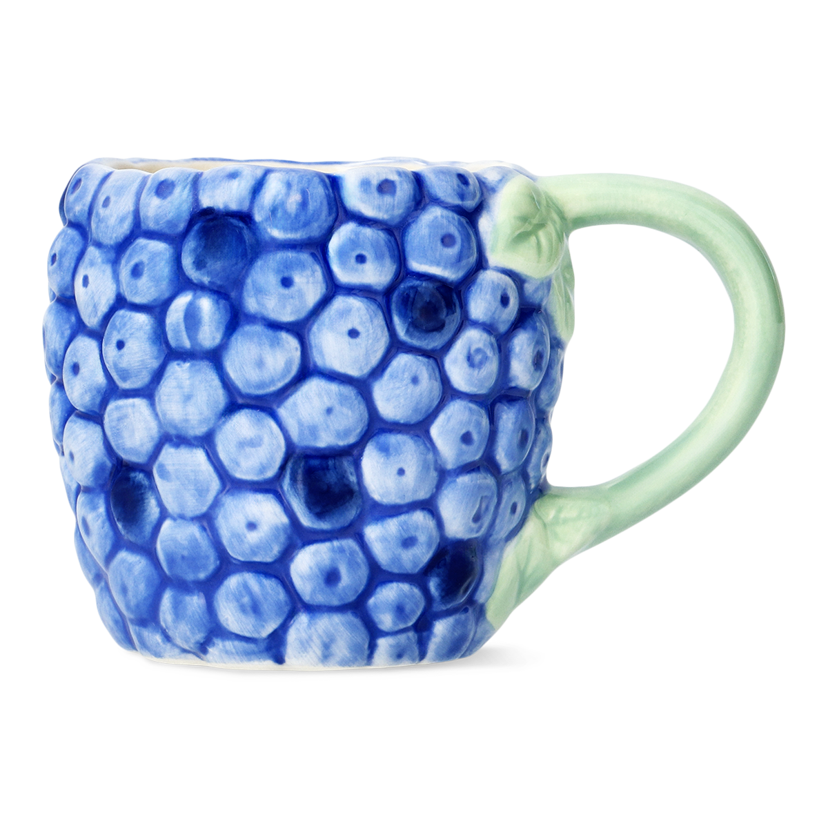 MUG WITH HANDLE BLUEBERRY SHAPE AND EMBOSSED DETAILS BLUE