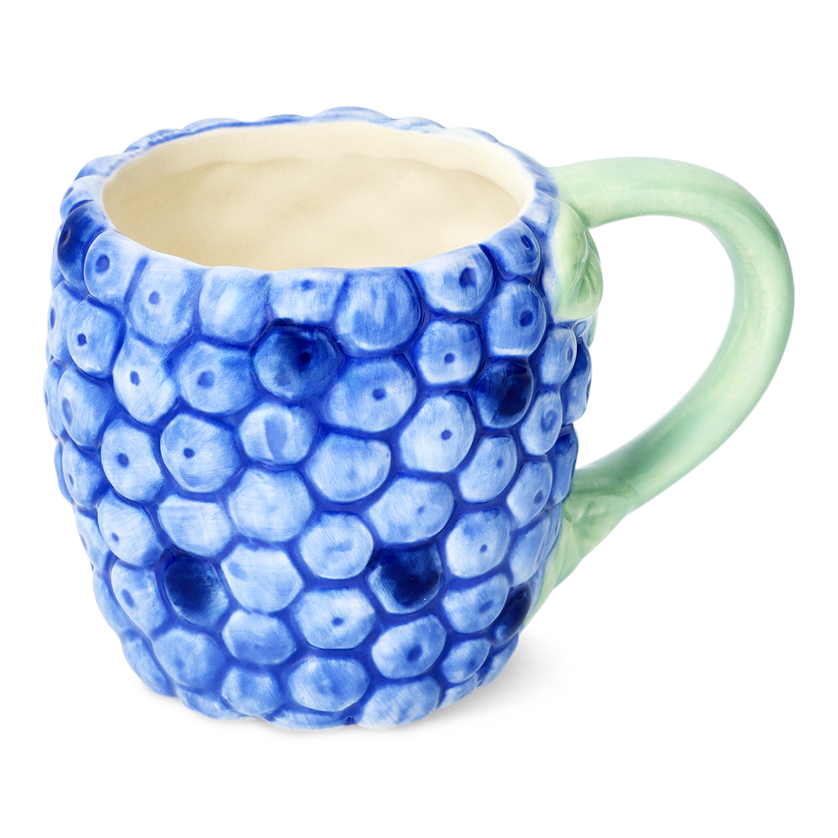 MUG WITH HANDLE BLUEBERRY SHAPE AND EMBOSSED DETAILS BLUE
