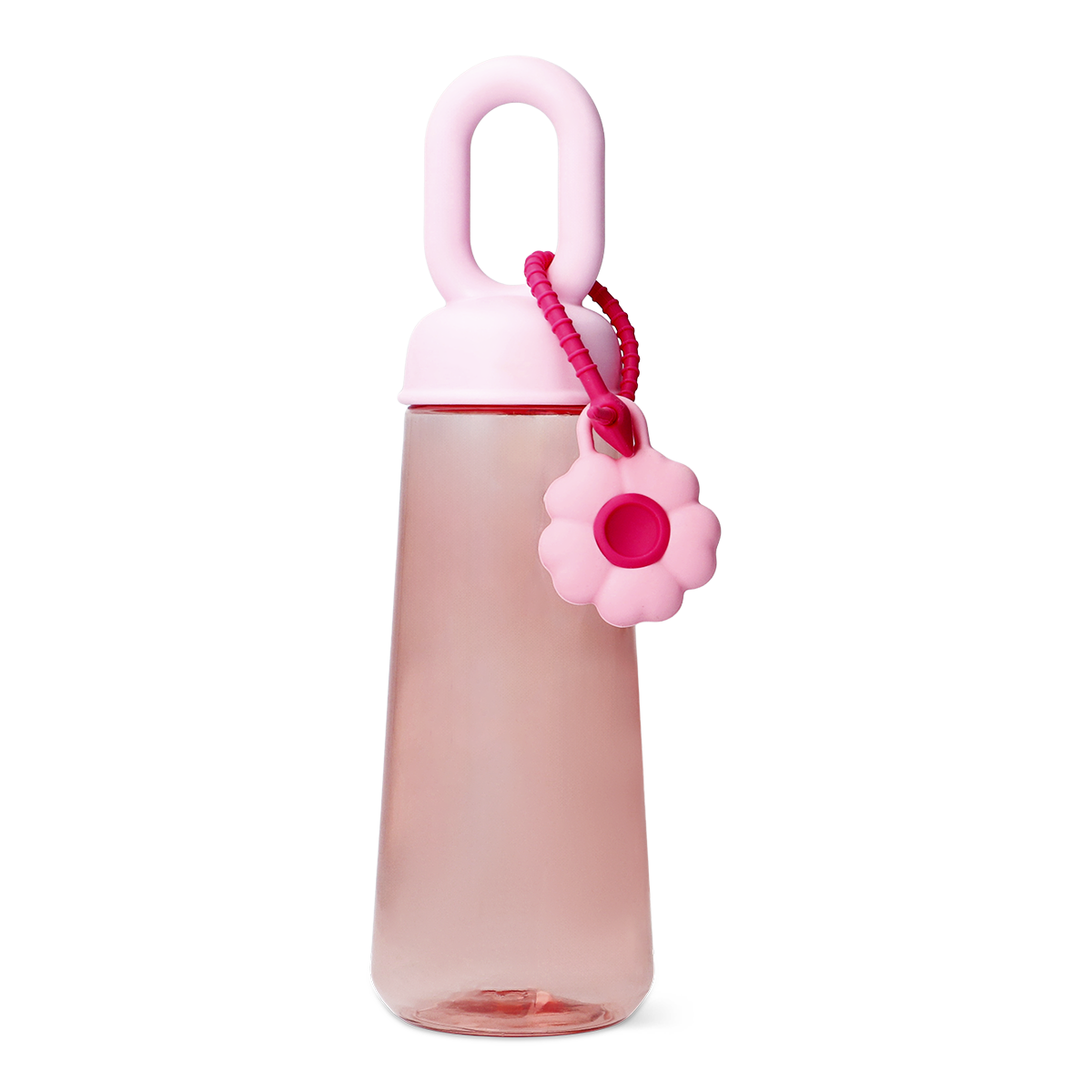 Pembe Çiçek Detaylı Plastik Matara