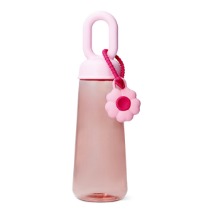Pembe Çiçek Detaylı Plastik Matara