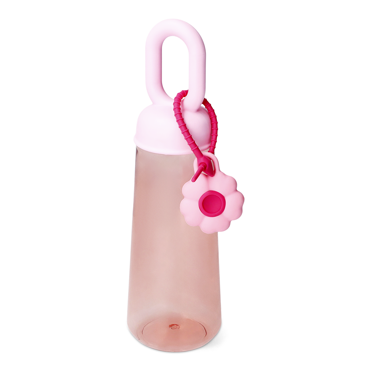 Pembe Çiçek Detaylı Plastik Matara