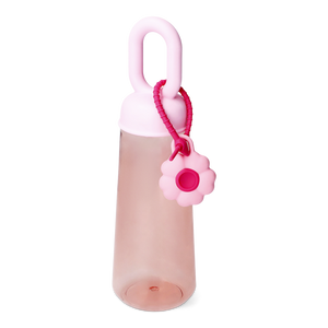 Pembe Çiçek Detaylı Plastik Matara