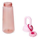 Pembe Çiçek Detaylı Plastik Matara