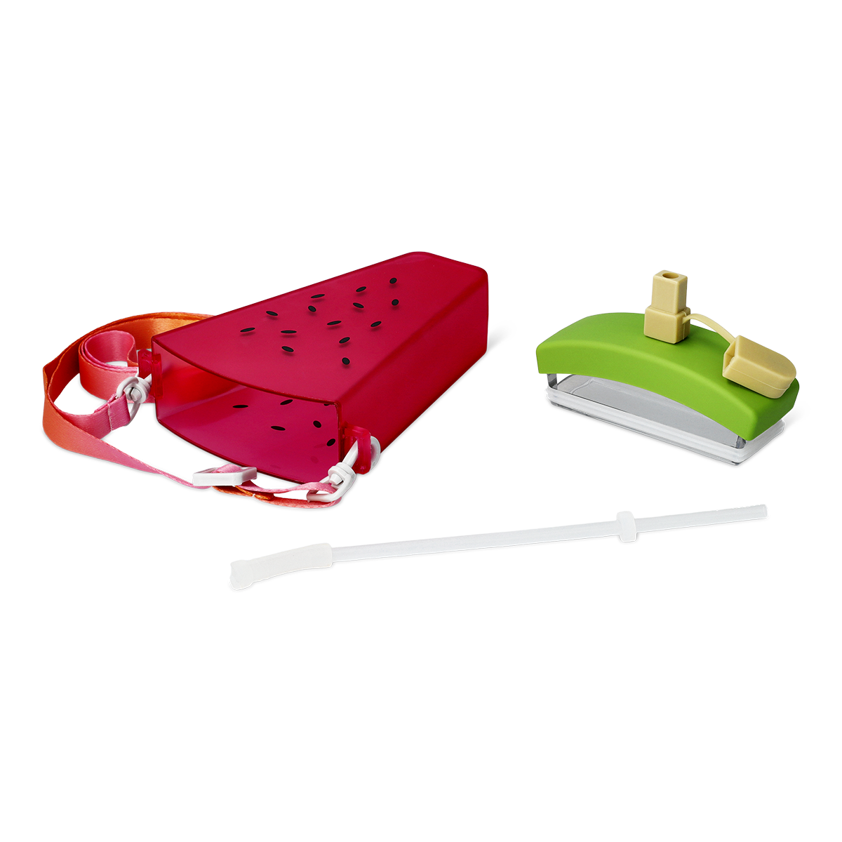 BOTTLE W CARRY STRAP SHAPED AS WATERMELON