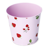Çilek Desenli Pembe Mini Metal Saksı