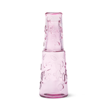 JUG WITH DRINKING GLASS ON TOP 2 PCS SET IN GLASS W DESIGN