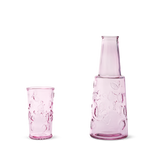 JUG WITH DRINKING GLASS ON TOP 2 PCS SET IN GLASS W DESIGN