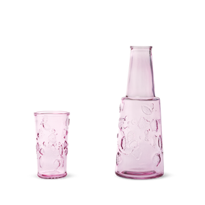 Pembe Cam Bardaklı Baş Ucu Sürahisi