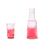 JUG WITH DRINKING GLASS ON TOP 2 PCS SET IN GLASS W DESIGN