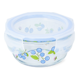 CONTAINER GLASS ROUND SHAPE W LID BLUEBERRY PRINT SMALL